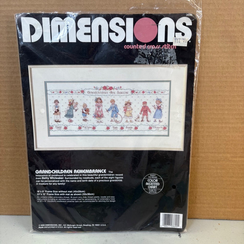 Vintage 1990 Dimensions Grandchildren Remembrance Cross Stitch Kit 3690 NEW